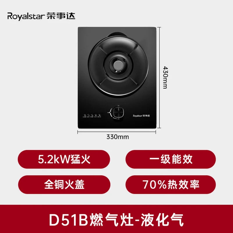 Single-Burner Household LPG Stove, Built-In Tabletop Dual-Use Flip-Top Magic Disc Stove Gas Stove