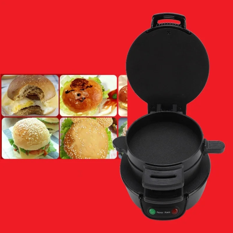 3 in 1 Breakfast Maker Hamburger Sandwich Steak Cooker for Home Automatic Temperature Control Dishwasher Safe Black