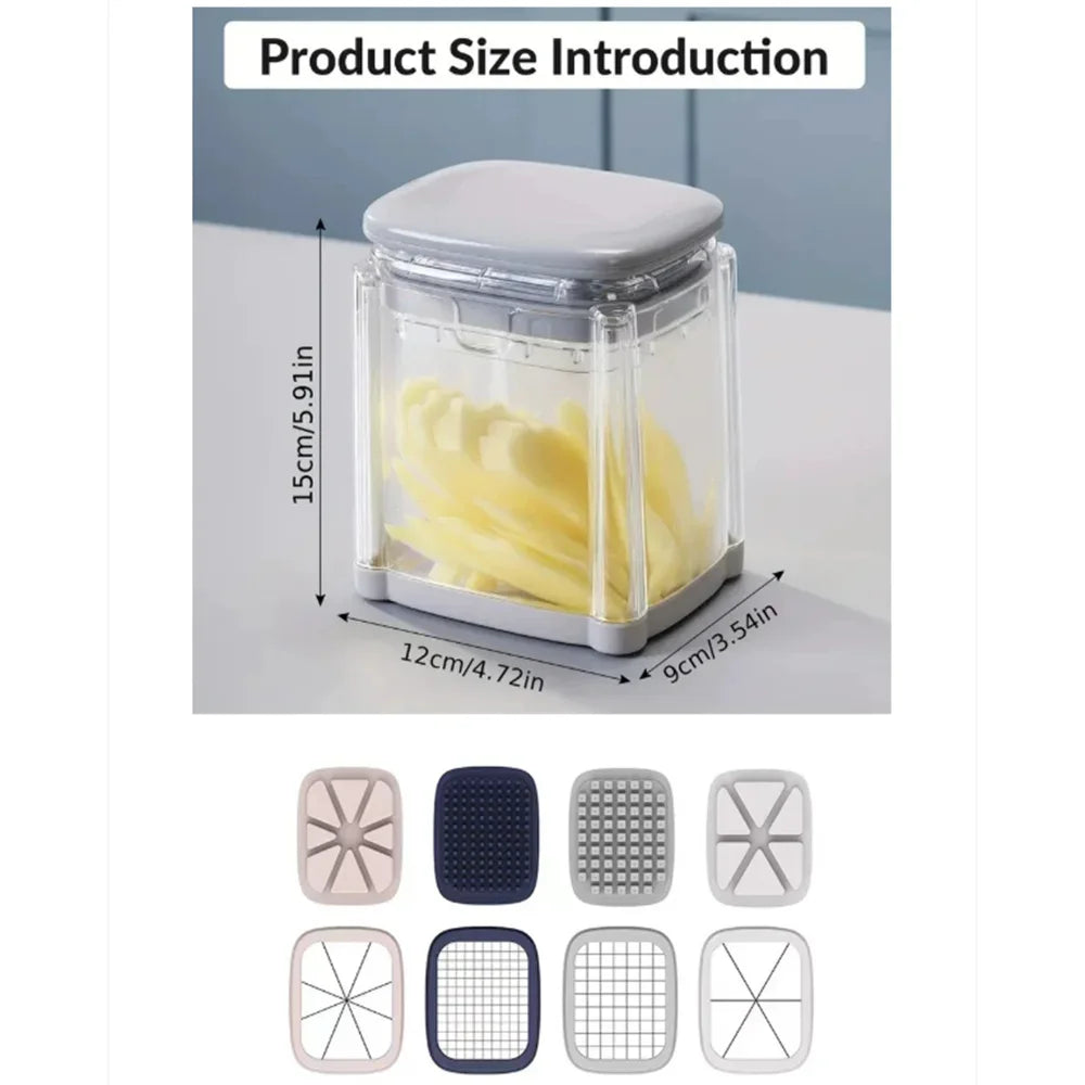 Food Chopper Cutter 4-In-1 Hand Fries Vegetable Cutter Fruit Chopper Cutter Portable Kitchen Tool with Storage Box