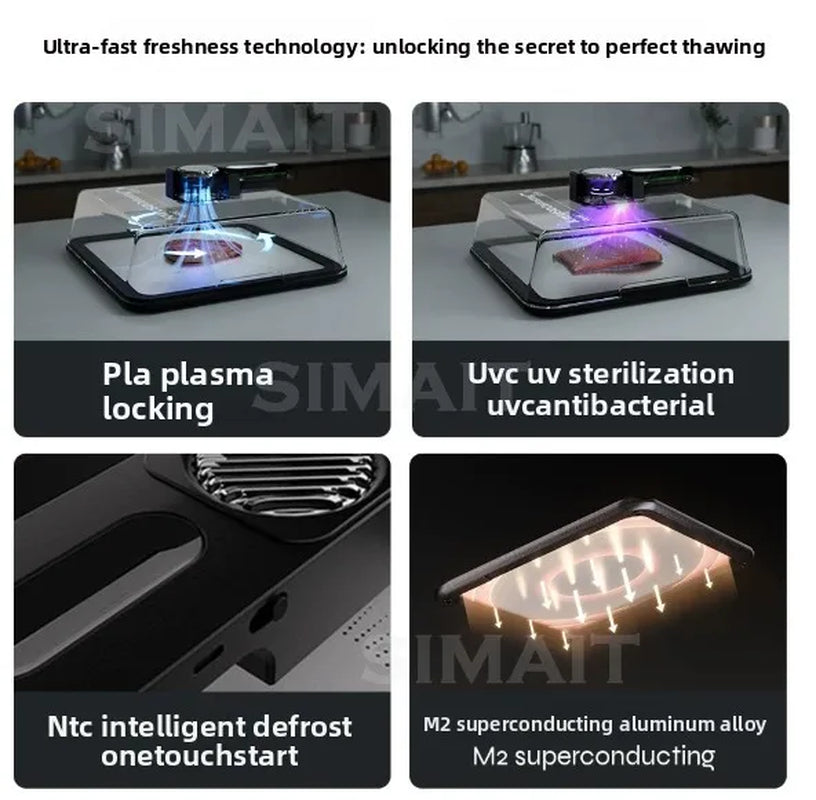 Type-C Fast Charging Defrost Box Quick Thaw Machine Frozen Meat Beef Seafood Rapid Defrosting Plate Kitchen Food Thawing Tool