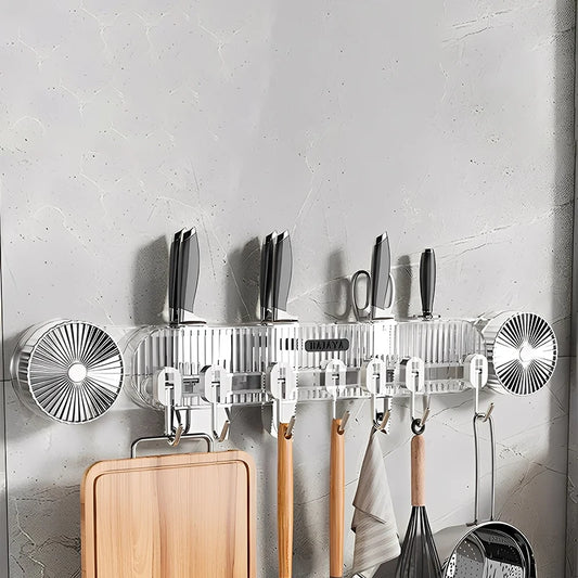 No-Drill Hook Knife Holder Kitchen Wall-Mounted Multi-Functional Spatula Holder and Knife Rack
