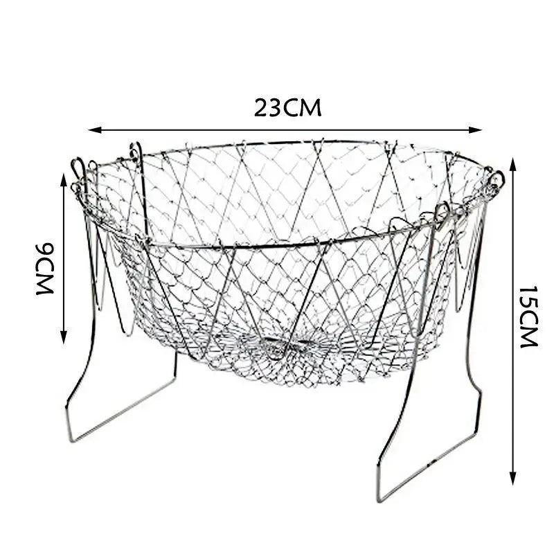 Stainless Steel Foldable Multifunctional Fryer Basket French Fry Strainer Kitchen Appliance Is Durable