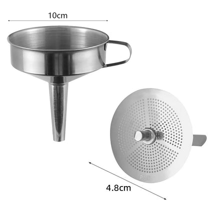 Stainless Steel Kitchen Sub-Packaging Funnel Oil Liquid Funnel with Strainer Small Metal Food Oil Filter for Bottle Kitchen Tool