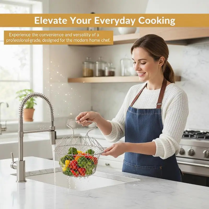 Stainless Steel Foldable Multifunctional Fryer Basket French Fry Strainer Kitchen Appliance Is Durable