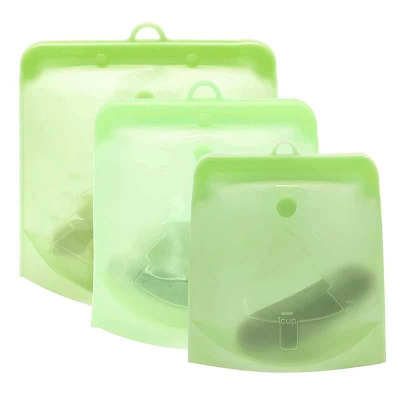 Silicone Reusable Food Bag 1 Piece 1500Ml 50Oz Leakproof Containers Reusable Fresh Bag Food Storage Bag Freezer Bag Snack