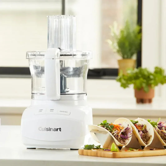 SAT 9-Cup Continuous Feed Food Processor with Fine and Medium Reversible Shredding and Slicing Disc, Universal Blade, Household