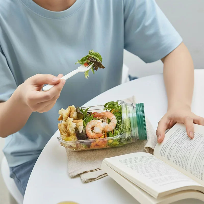 Leakproof Salad Jar, Vertical Layering Plastic Salad Jars, Lunch Box Container, Leakproof Fresh Transparent Food Container