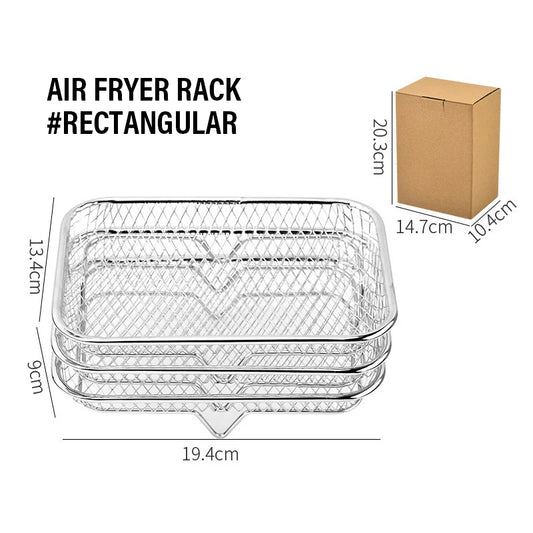 3 Layer Air Fryer Grille Suitable for Air Fryers Oven Grill Stainless Steel Stackable Grill Kitchen Utensils Cook Multiple Foods