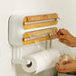 Wall Cling Film Dispenser Wrap Cutter Aluminum Film Foil Dispenser Wall Magnetic Stretch Roll Paper Shelf Kitchen Storage Tool