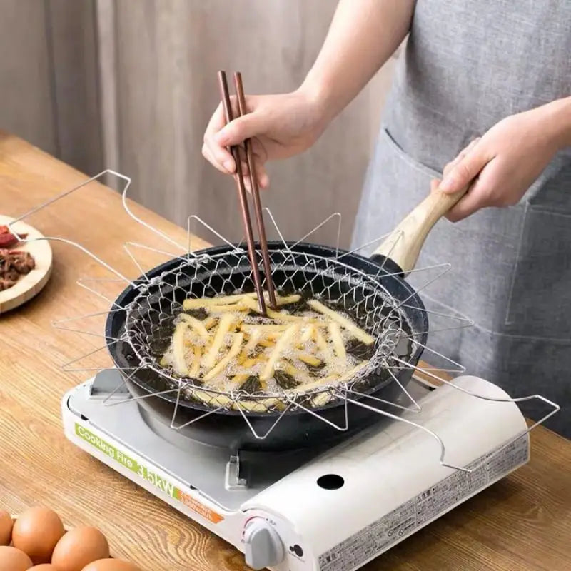 Stainless Steel Foldable Multifunctional Fryer Basket French Fry Strainer Kitchen Appliance Is Durable