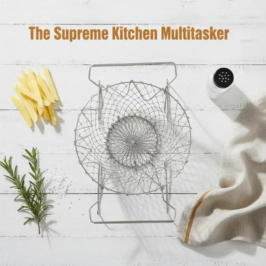 Stainless Steel Foldable Multifunctional Fryer Basket French Fry Strainer Kitchen Appliance Is Durable