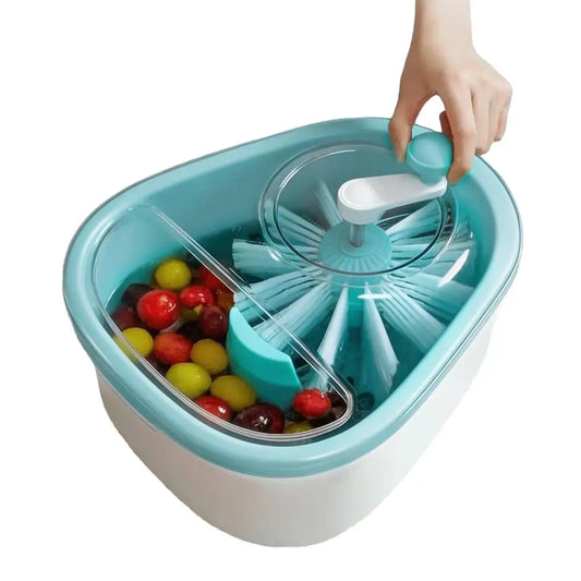 Vegetable and Fruit Washing Machine with Bowl Cover Drain Basket Full Side Rotation Cleaning Kitchen Accessories 1Pcs 2026 New