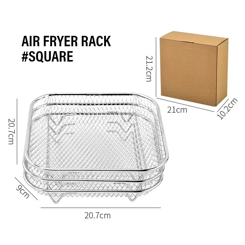 3 Layer Air Fryer Grille Suitable for Air Fryers Oven Grill Stainless Steel Stackable Grill Kitchen Utensils Cook Multiple Foods