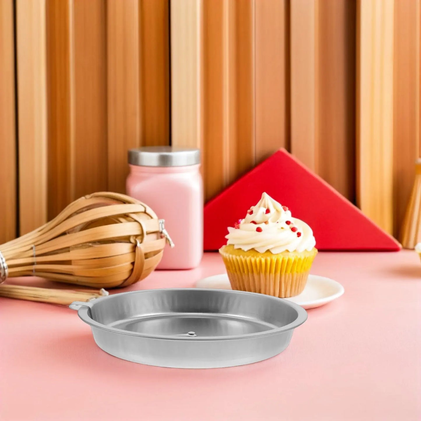 Round Stainless Steel Cake Pan 24.5 Cm Nonstick Baking Mold for Cheesecake Sponge Cake Birthday Desserts Oven Safe Dishwasher