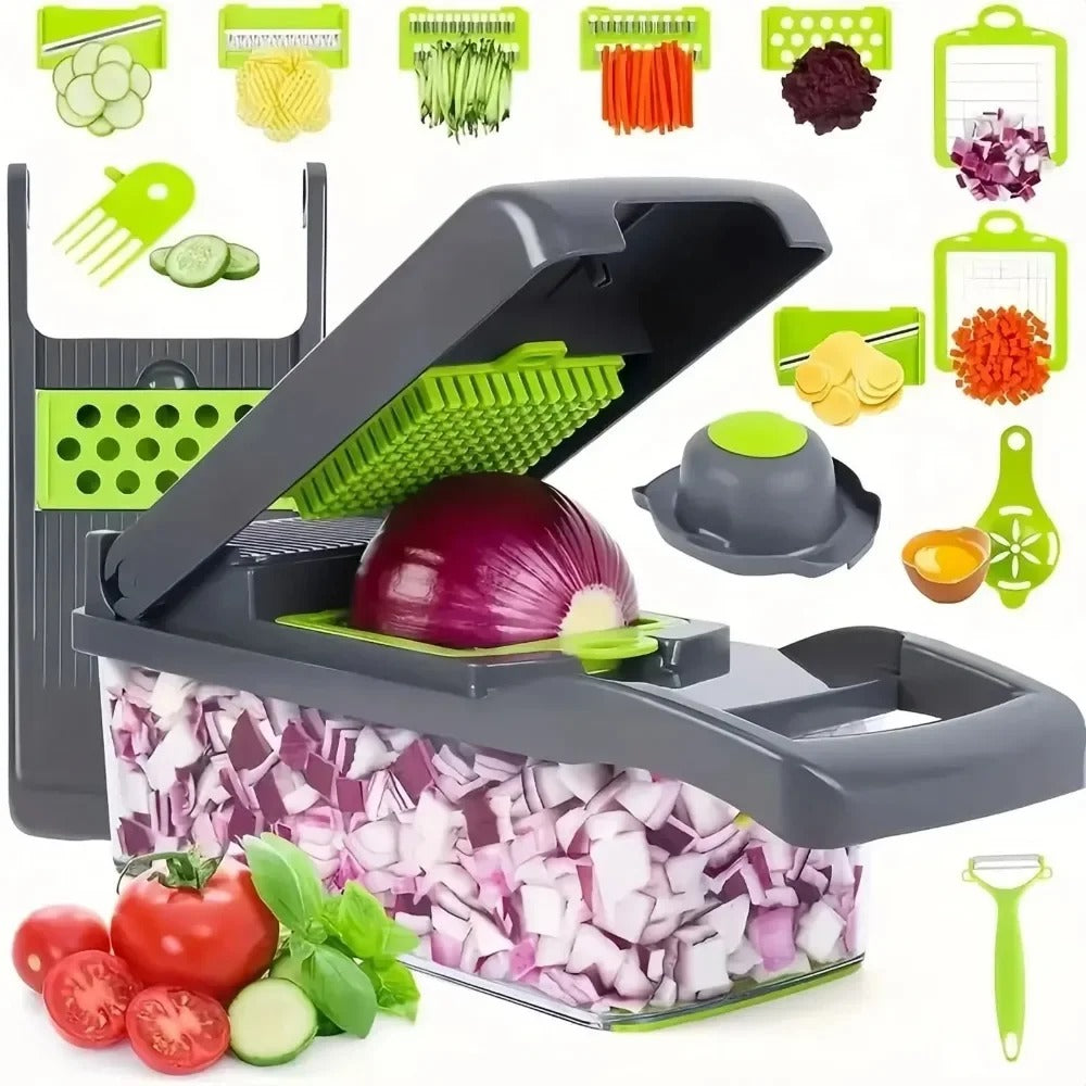 14-in-1 Vegetable Dicer & Slicer Container Set with Ergonomic Handle