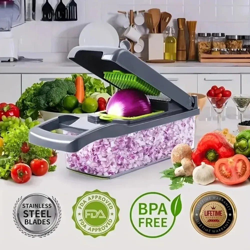 14-in-1 Vegetable Dicer & Slicer Container Set with Ergonomic Handle