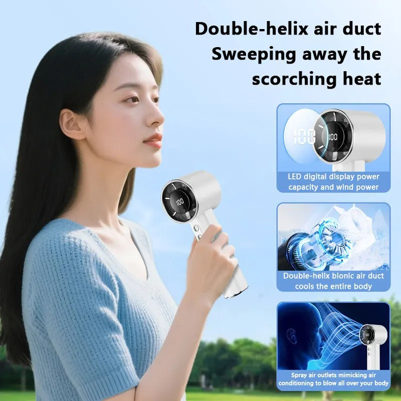 High-Speed Portable Handheld Fan – Rechargeable USB Mini Fan with Digital Display