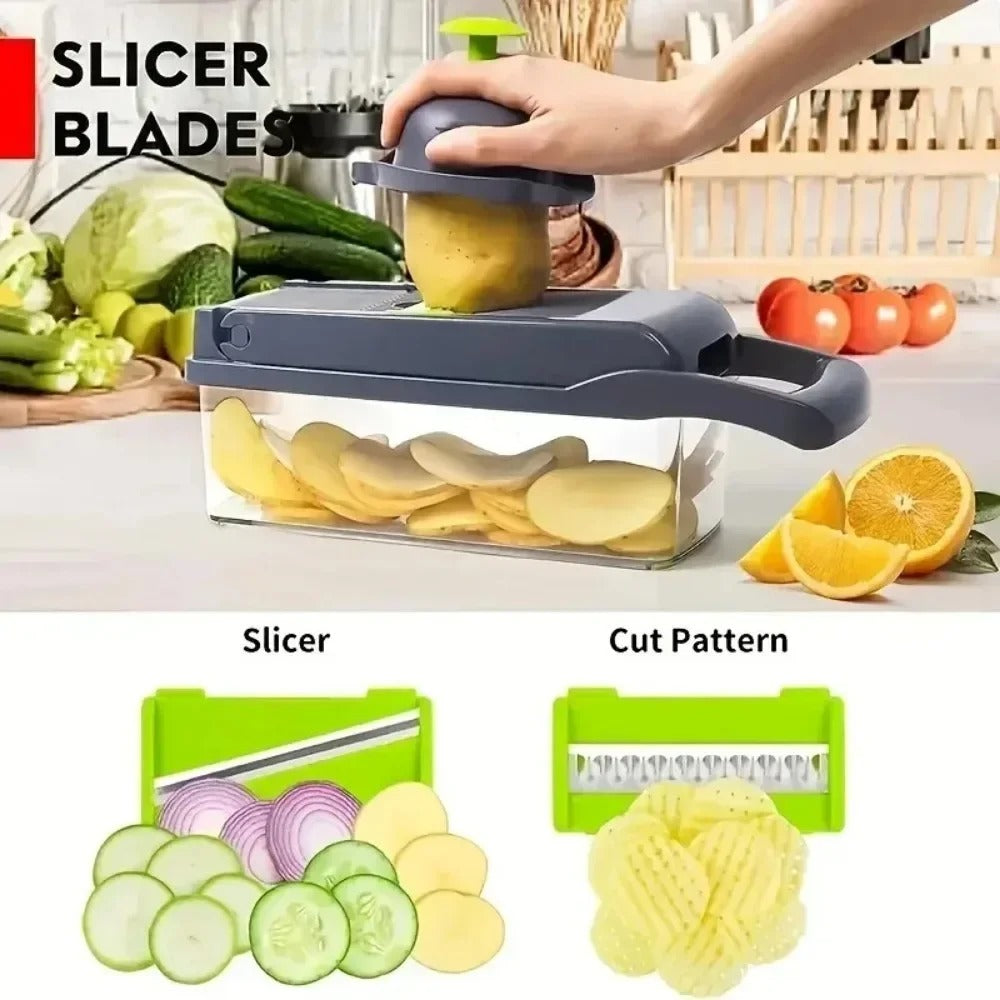 14-in-1 Vegetable Dicer & Slicer Container Set with Ergonomic Handle