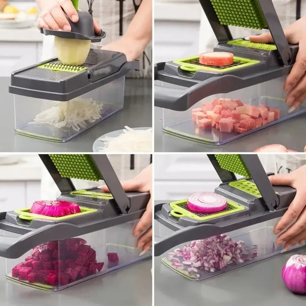 14-in-1 Vegetable Dicer & Slicer Container Set with Ergonomic Handle